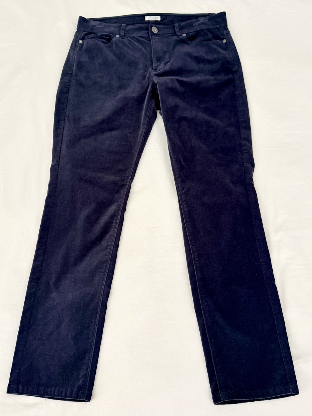 J. Jill Navy Blue Velvet Straight Leg Pants Stretch Size 8 Fall Autumn Preppy